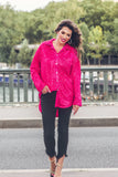 Hot Pink Sequin Button Up Top