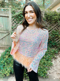 Sequin Feather Long Sleeve Statement Top