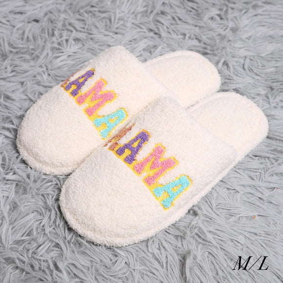 Mama Embroidered Slide On Slippers
