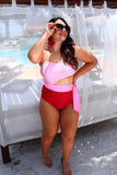 Shades of Pink Cut Out One Piece Swimsuit