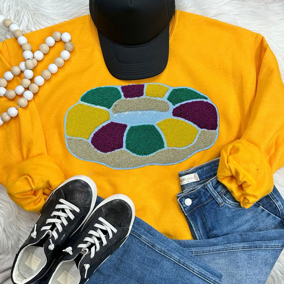 King Cake Chenille Patch Crewneck