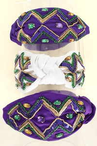 Mardi Gras Carnival Crystal Rhinestone Knotted Headband