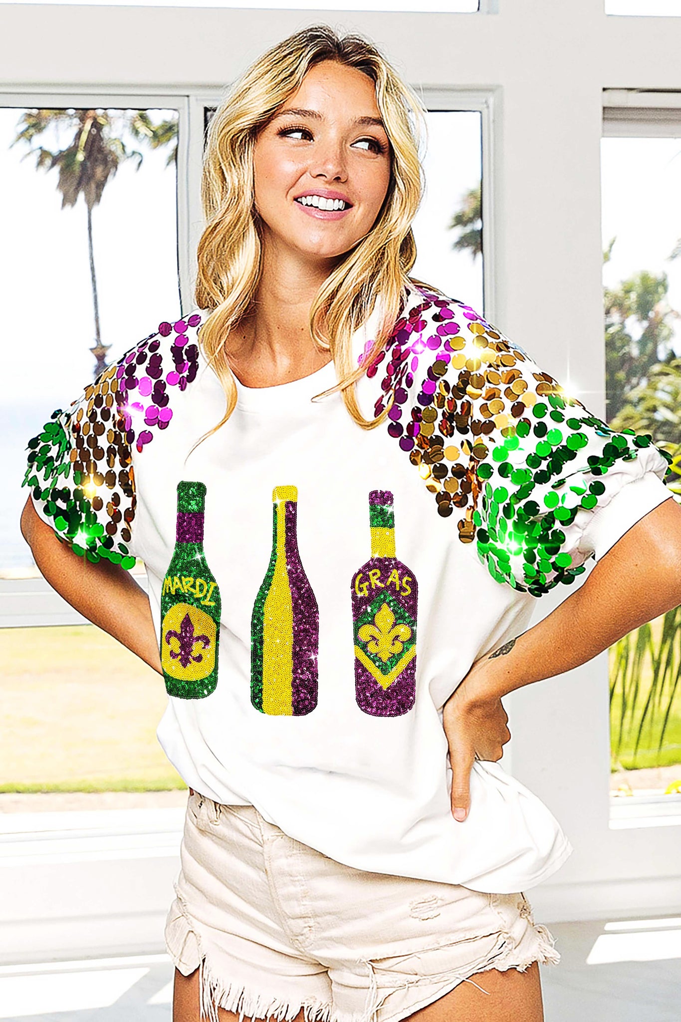 Mardi Gras Patches Sleeveless Top – Belle Lees Boutique