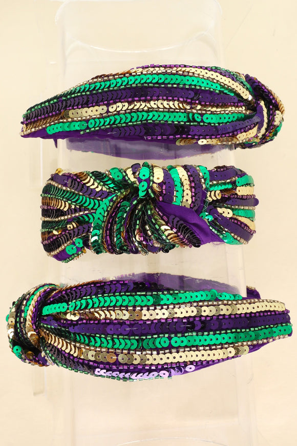 Mardi Gras Striped Sequin Headband