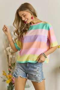 Color Me Happy Color Block Short Sleeve Top
