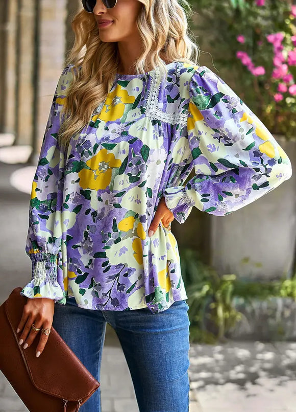 Born To Bloom Floral Print Long Sleeve Top