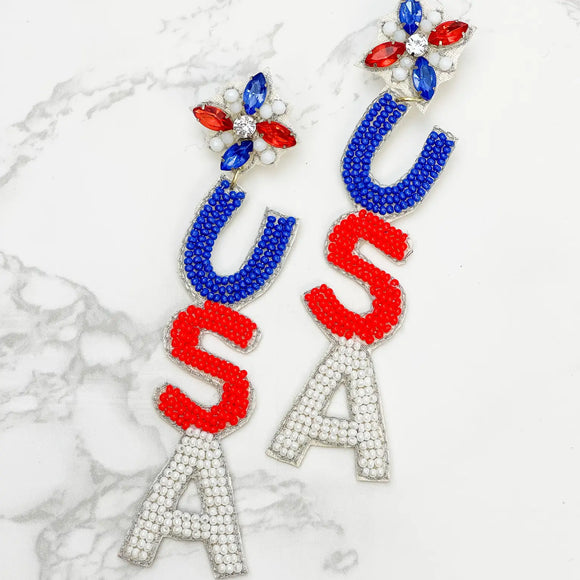Party in the USA Beaded Dangle Earrings