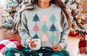 Pastel Christmas Trees Pullover
