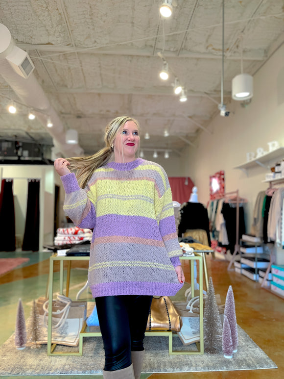 Purple and Yellow Striped Sweater